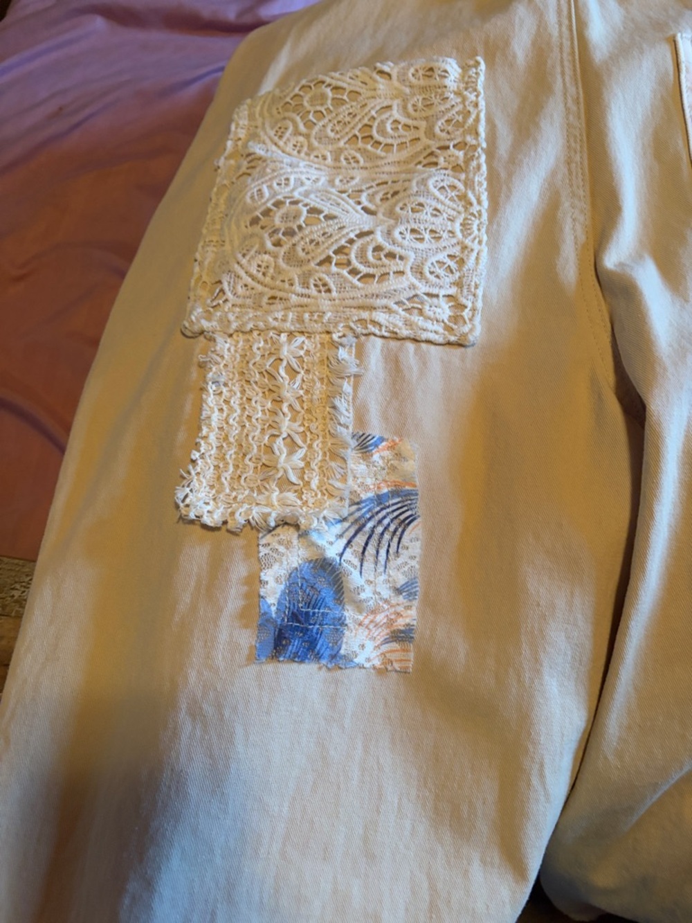 NWOT POL Cream Patchwork Wide Leg Overalls Size Small - Picture 16 of 16